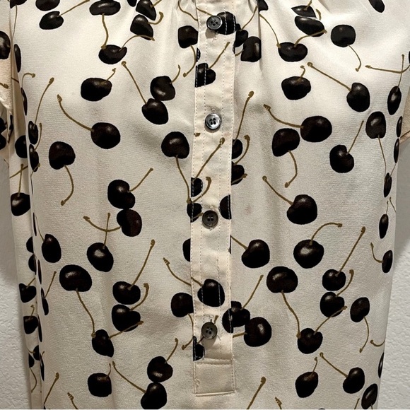 J. Crew silk flutter sleeve popover top in black cherry print, size 2 - Picture 8 of 13